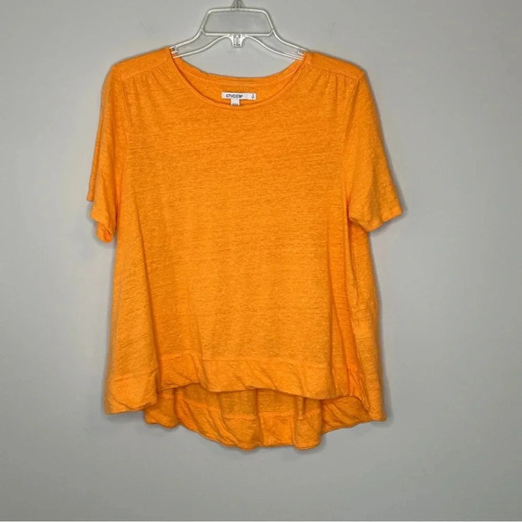 Chicos 100% Linen Orange tiered Back short sleeve Blouse Top size 2 (Large) - Picture 5 of 10